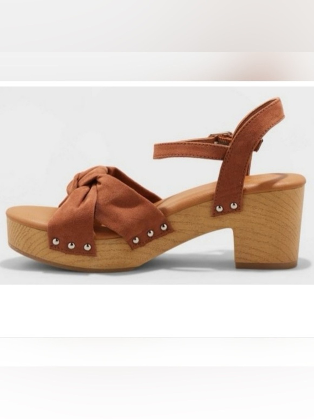 Universal Thread Eleanor 2.5" Block Heel Sandals Cognac Bow-Knot Size 10 NWT